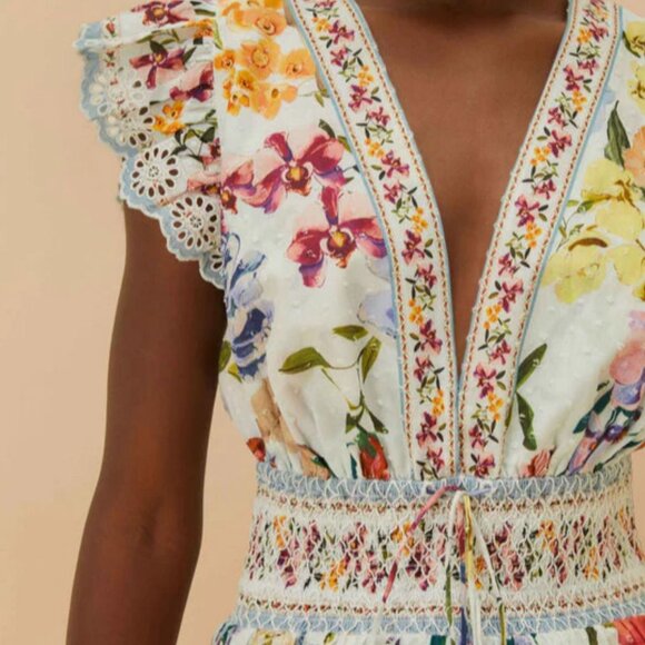 FARM Rio Floral Lace Trim Flutter Sleeve Blouse – XL - Picture 6 of 7